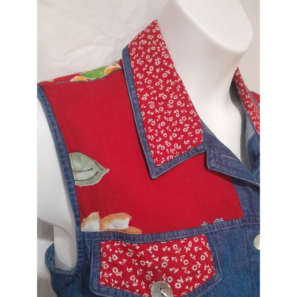 Vintage Denim And Floral Vest, Stonebridge, Sz 14 Hong Kong - Picture 3 of 8